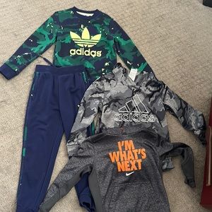 Boys Adidas sweatsuit and hoodie. One Nike dri-fit hoodie